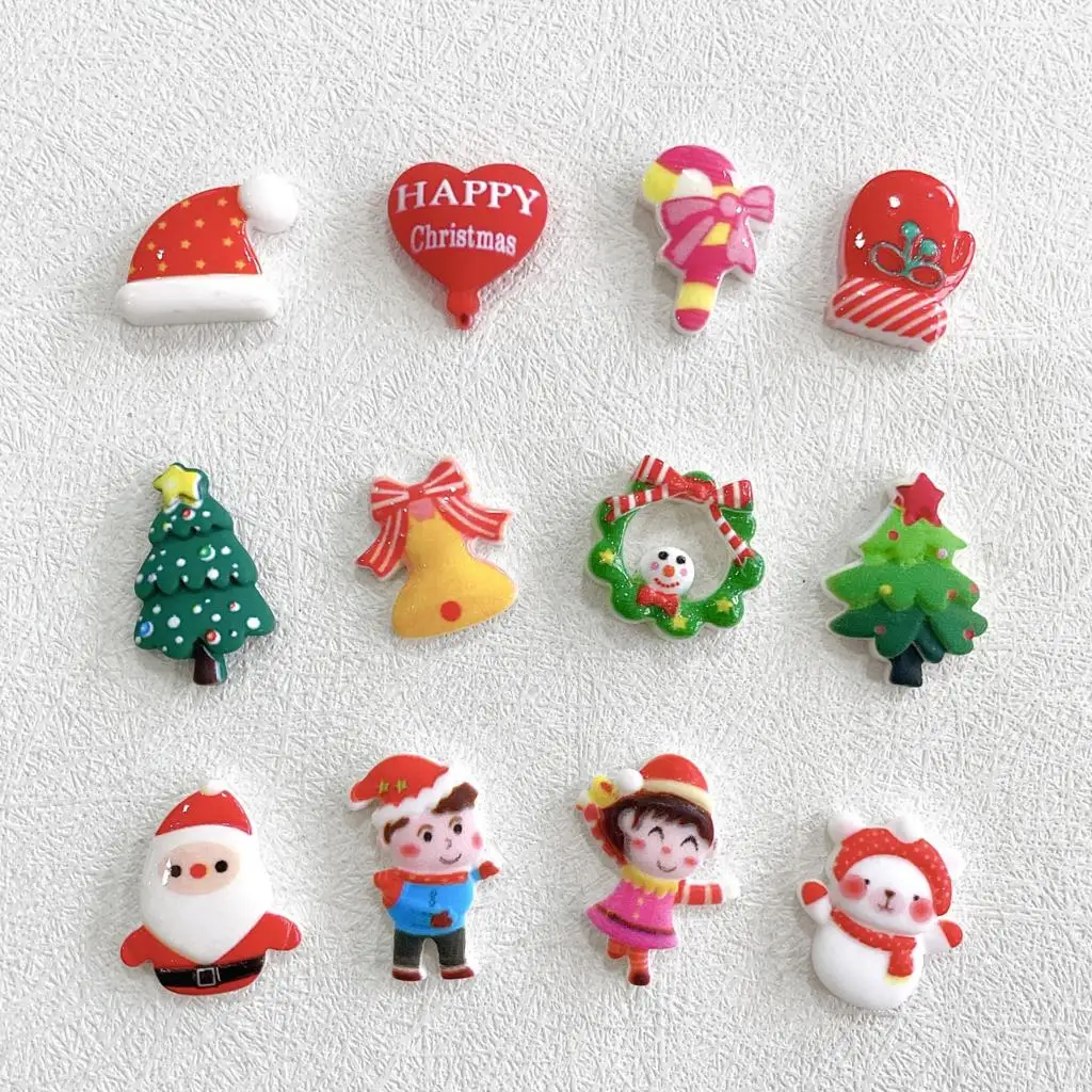 10pcs/lot Mixed Christmas Series Nail Charms Accessories Kawaii Santa Claus Christmas Tree DIY Resin Cartoon Nail Accessories#