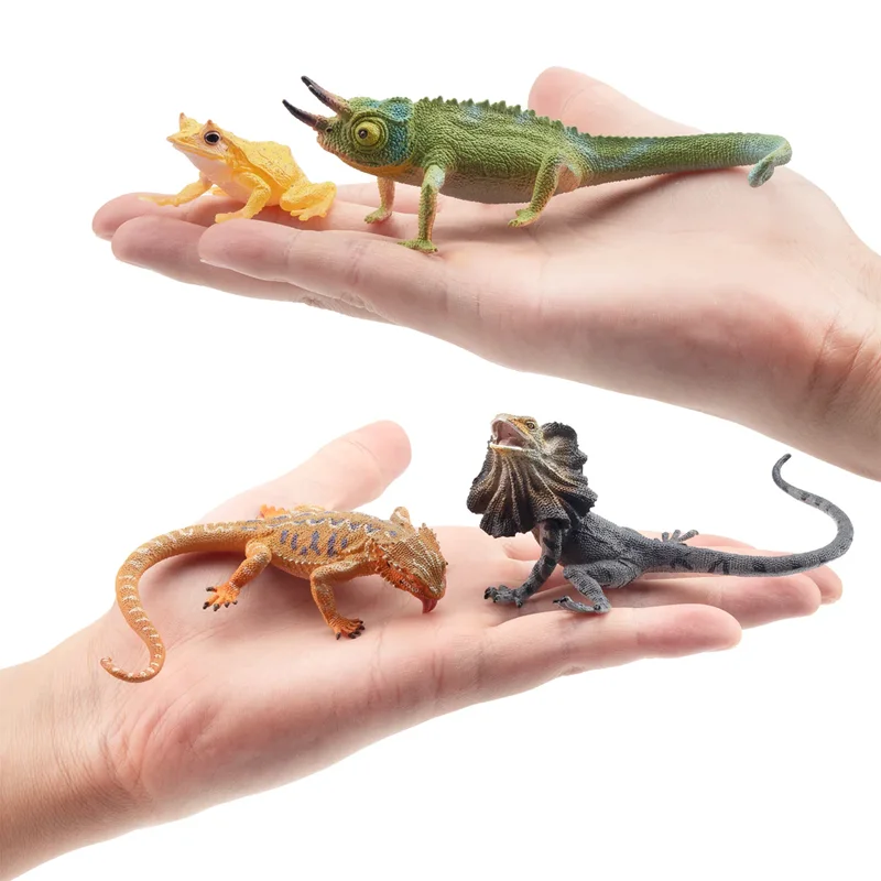 12Pcs Simulation Reptile Animals Model Toy Mini Lizard Snake Frog Figures Dolls Action Figurines Toys for Children Set Gift