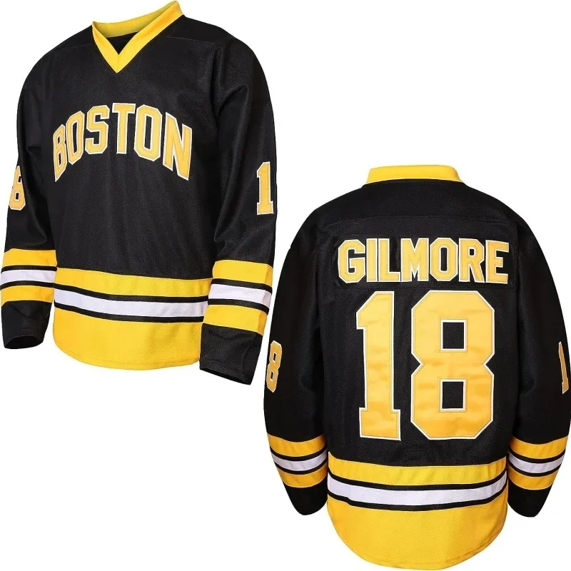 Movie 1996 Happy Gilmore # 18 Sandler Ice Hockey Jersey Men's Outdoor Sweatshirt Black Sewing Embroidery Ice Hockey Jerseys