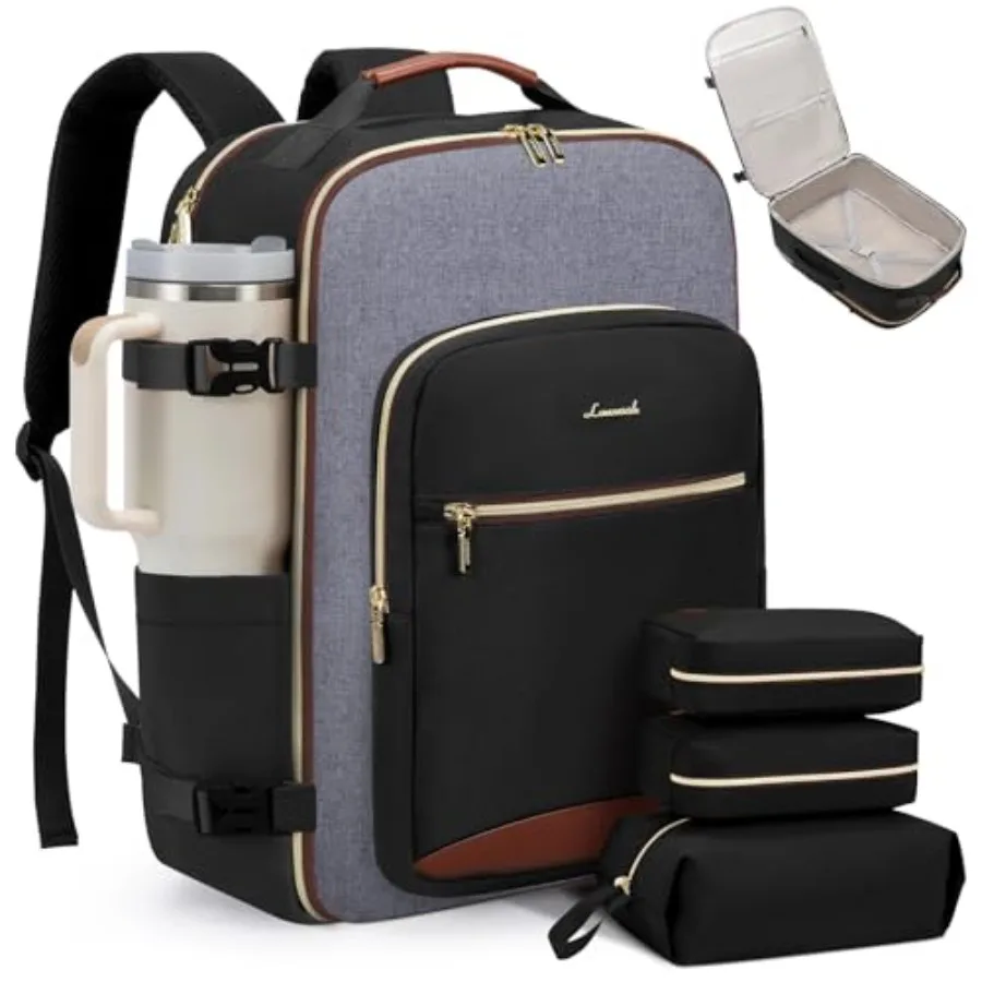 

40L Travel Backpack for Women and Men Airline Approved Carry On Luggage with 3 Packing Cubes TSA Overnight Bags Waterproof Pers