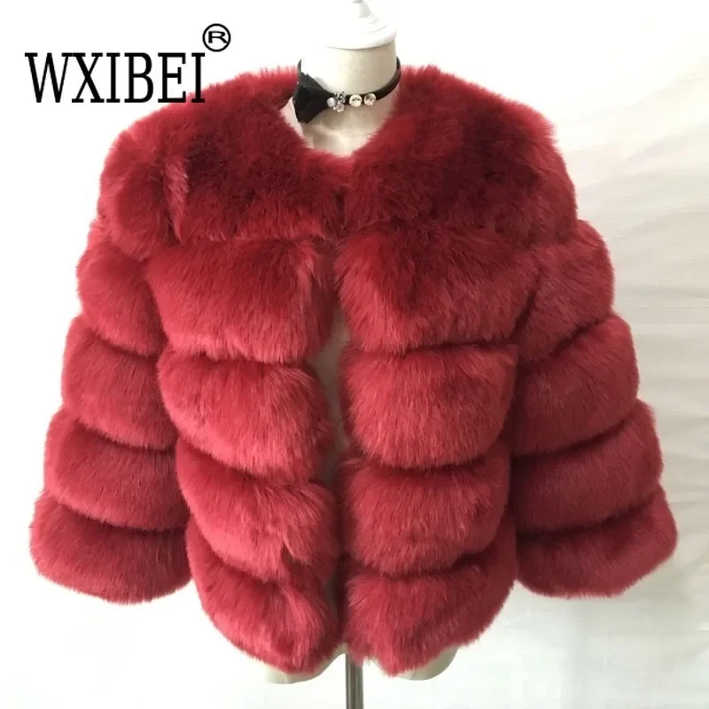 Hot Selling Faux Fur Jacket for Women Cropped Long Sleeve Artificial Fox Fur Jacket European American Style Leather Coat 2024