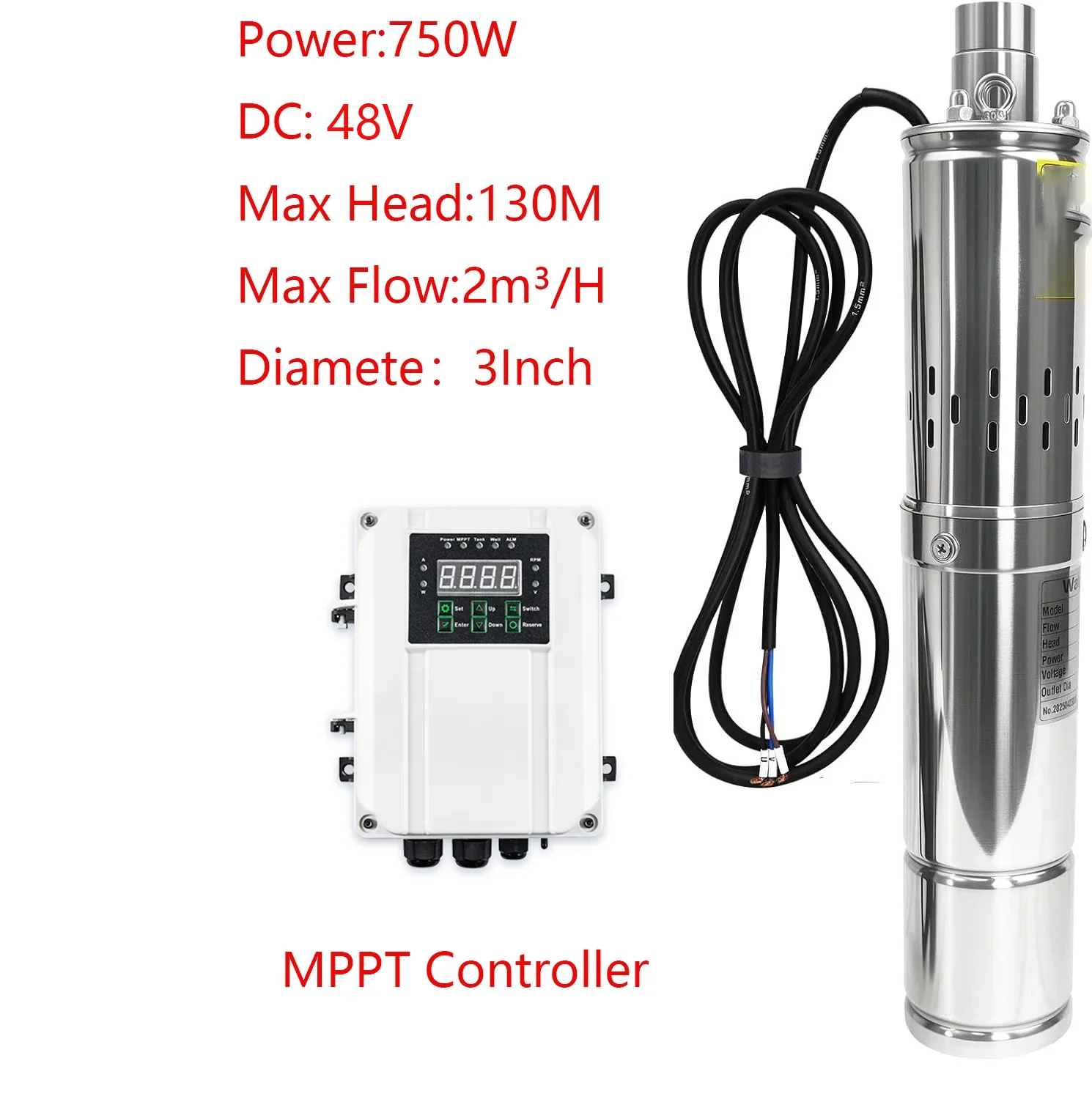 

Солнечный погружной насос для сельского хозяйства 180W 250W 400W 600W 750W, глубинный солнечный насос с контроллером MPPT