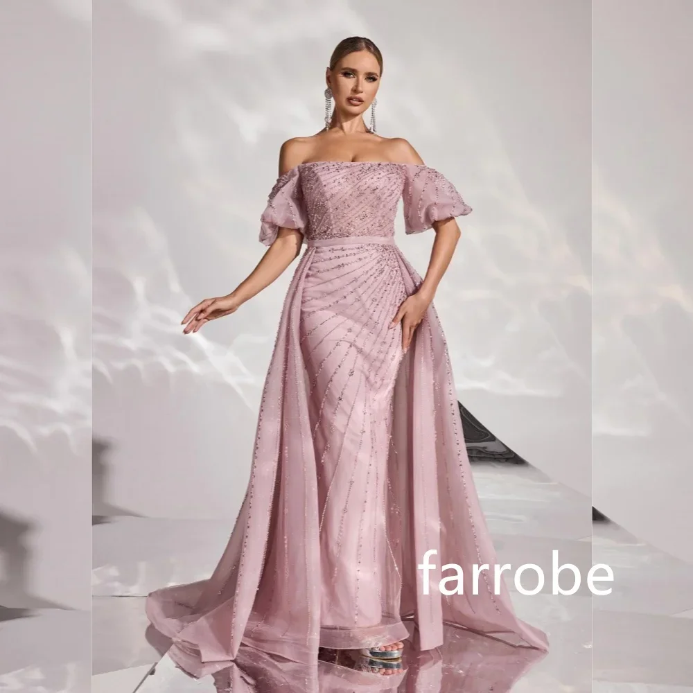 Customized Sizes Available Organza Pleat A-line Sequined Off-the-shoulder Long Dresses Prom Dresses Classic Exquisite Modern Sty