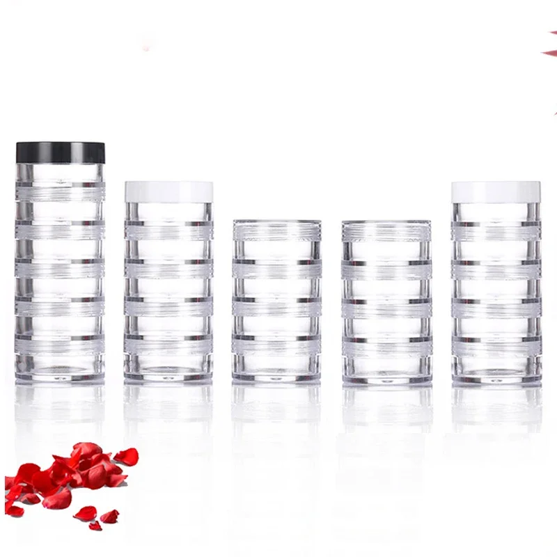 

24Pcs 5g/10g Mini Stackable Creams Jars Round Clear Storage Boxs Empty Cosmetic container For Eyeshadow Crafts Jewelry Nail Art