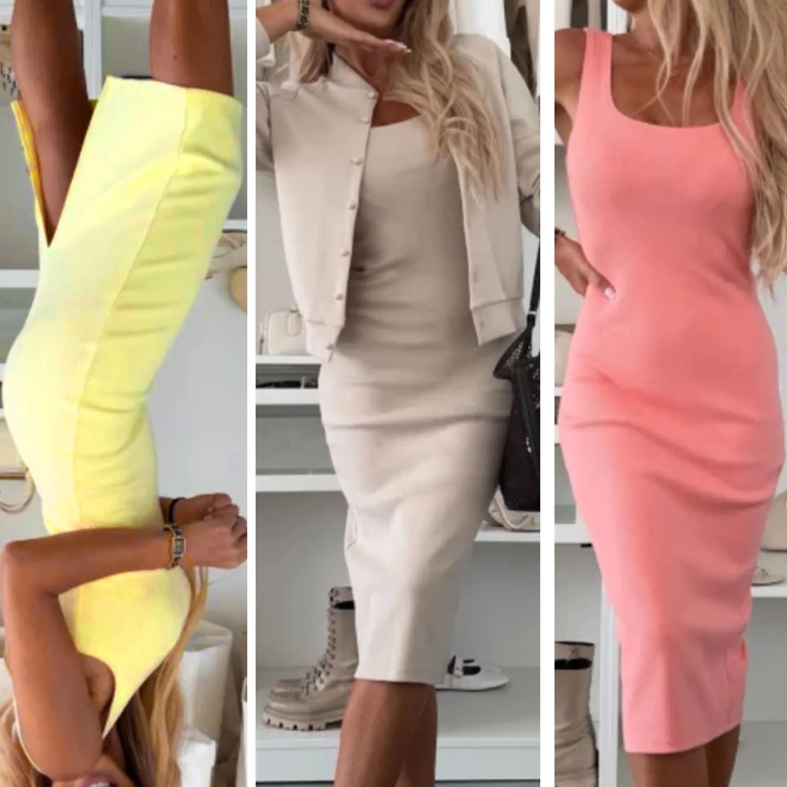 

Summer Simple And Comfortable Casual Suspender Dress Set Fashion Cardigan Jacket Top Slim Long Skirt Two-piece Sets Women
