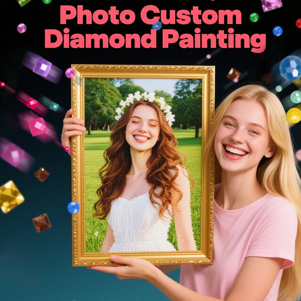 HUACAN Full Kits Diamond Painting Photo Custom Mosaic Mosaic Full Square Round Drill Personal Diy Rhinestones Home Decor