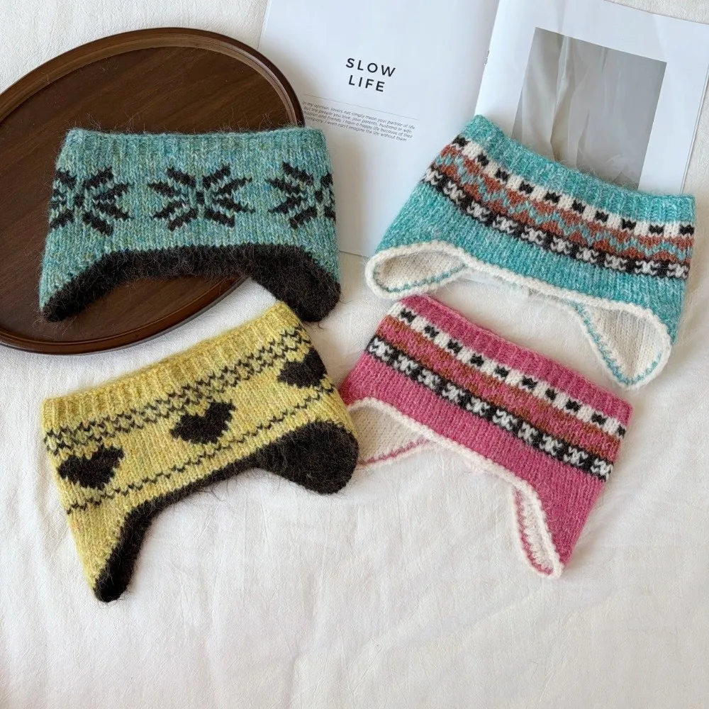New Warm Knitted Ear Cover Snowflake Thickened Ear Warmer Heart-shaped Windproof Winter Earmuffs Outdoor