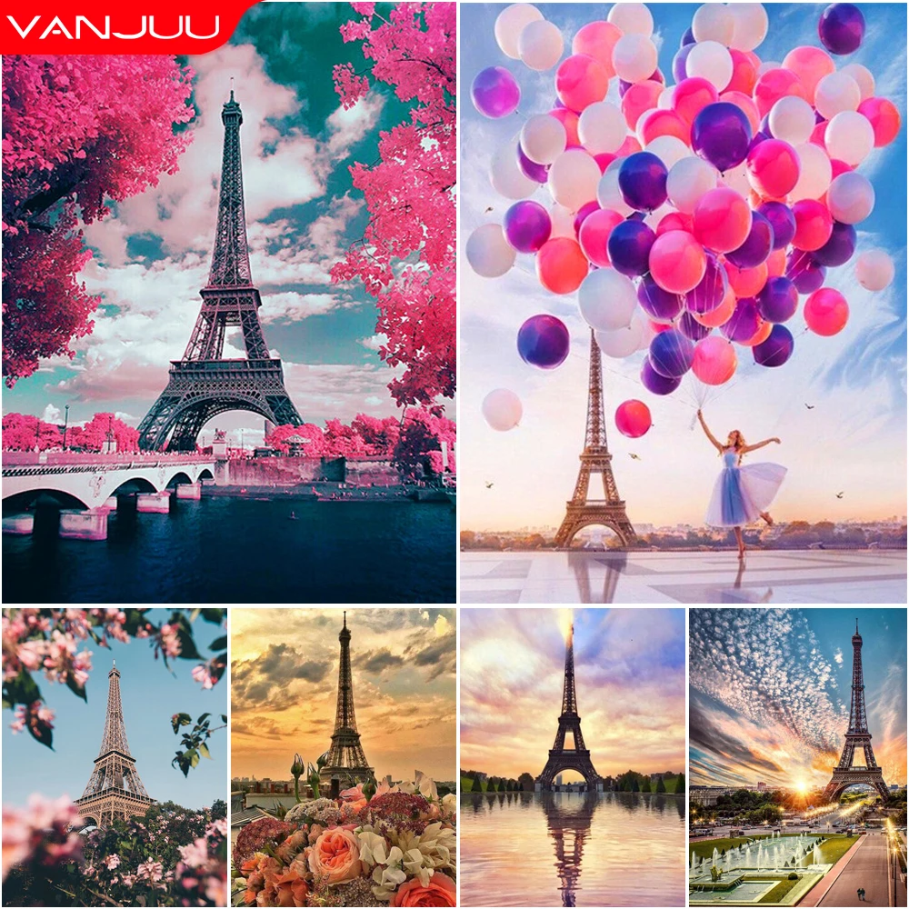 

Landscape 5D Diamond Painting Paris Eiffel Tower DIY Diamond Painting Mosaic Full Drill Diamond Embroidery Painting Home Decor