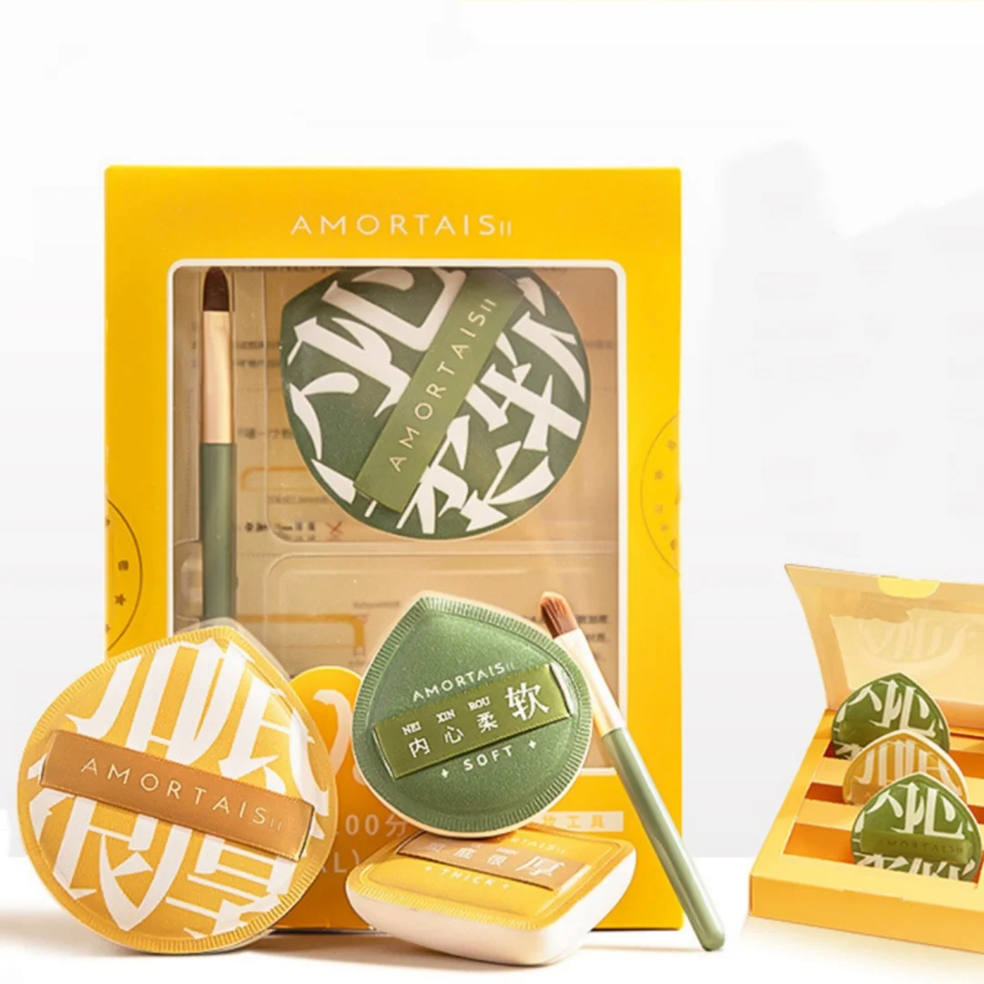 YS122--100-Point Puff Set: نفخة وسادة هوائية، نفخة Marshmallow فائقة النعومة، غير ماصة، ذات الاستخدام المزدوج (جاف ورطب)