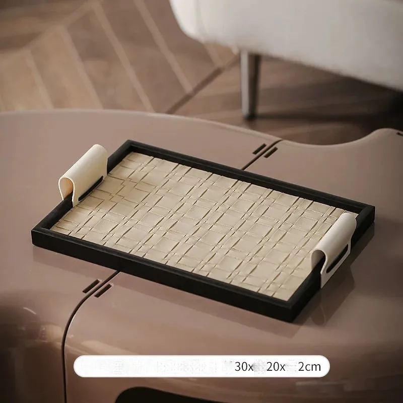 

Solid Wooden Leather Tray Jewelry Entrance Storage Plate Tea Table Storage Aromatherapy Decoration Household Storage Tray ZF491