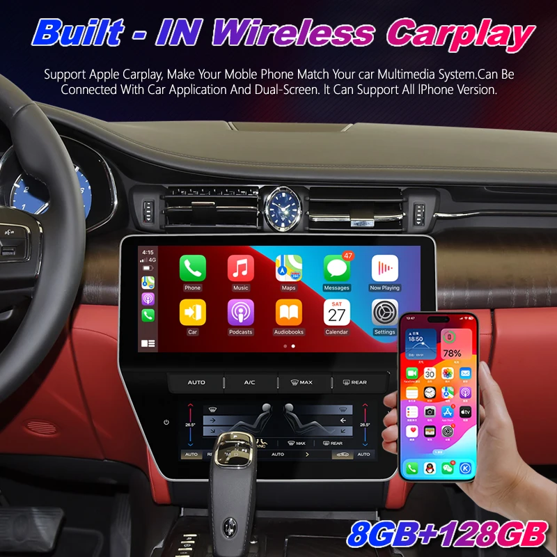 

Screen 22inch Android For Maserati Quattroporte 2013-2020 Car Radio Multimedia Video Player Auto Air conditioning panel