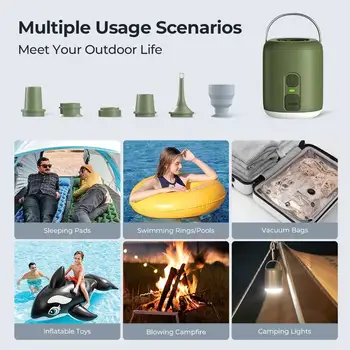 HENGDUAN 便攜式氣泵,迷你充氣泵,帶露營燈,USB-C 充電,適用於睡墊、充氣床墊、真空袋 10 最佳銷售 充氣床墊泵 - №2