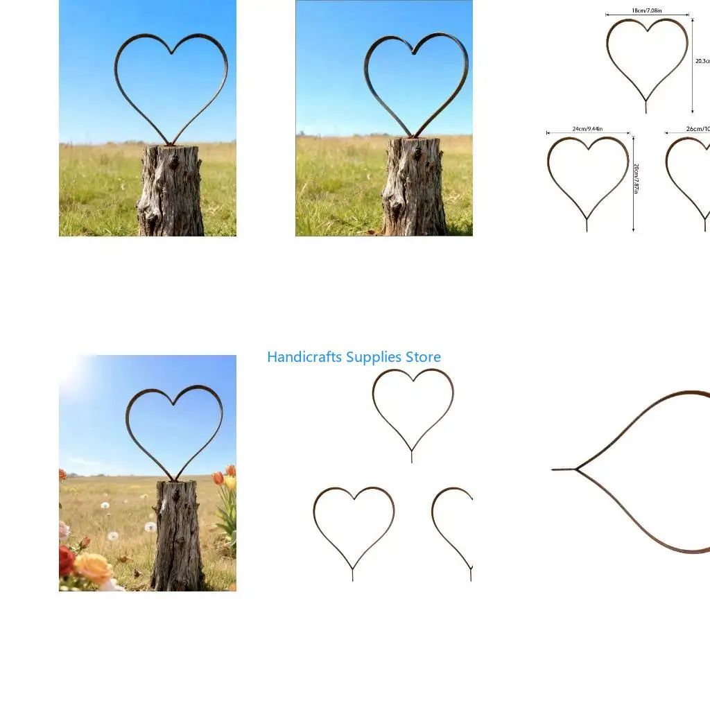 R1WA Iron Heart Garden Stake Outdoor Decoration For Landscape Yard Decoration