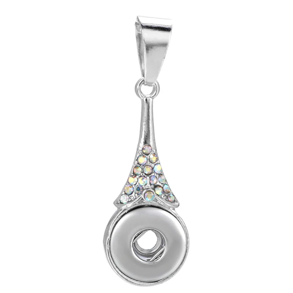 New Snap Button Jewelry Pendant Crystal 12mm Snap Button Necklaces Pendants Fit Mini Snap Buttons Making Jewelry Pendants