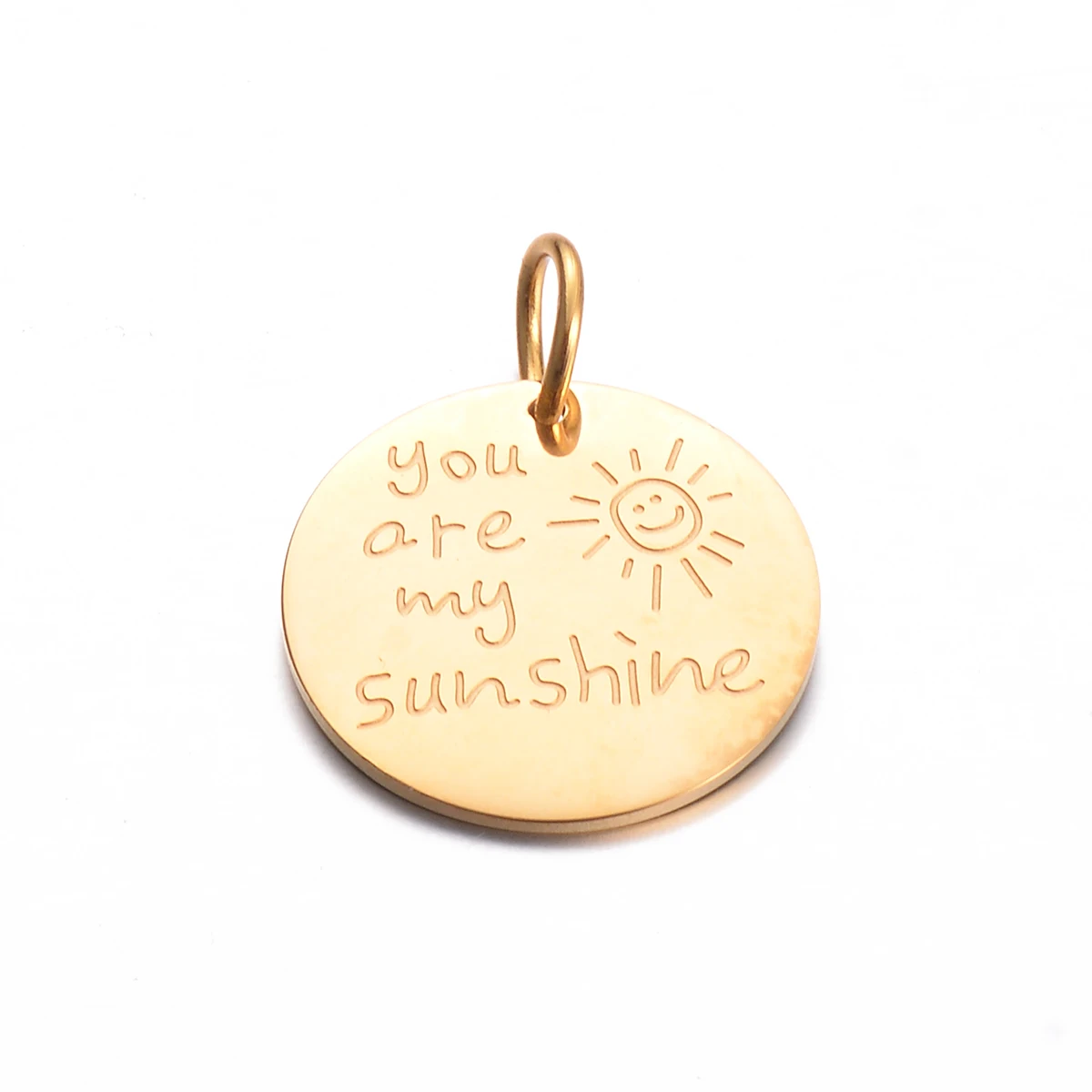 Colgante de acero inoxidable de 3 piezas, colgante de You are My Sunshine, Color dorado, hecho a mano, para hacer collares y pulseras, suministros de joyería