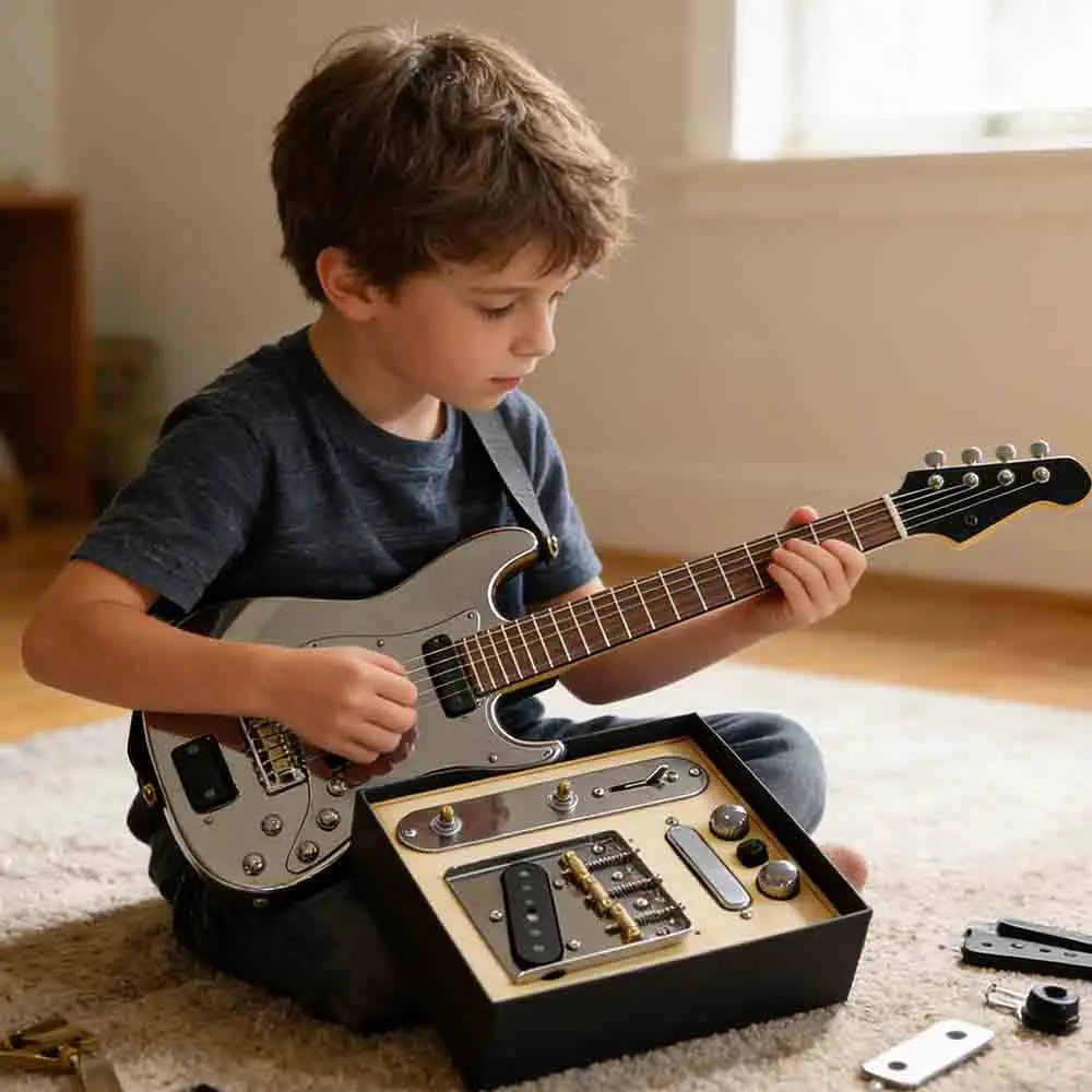 

Комплект звукоснимателей для гитары Telecaster: мостовой звукосниматель, монтажная пластина и комплектующие для сборки моста Telecaster