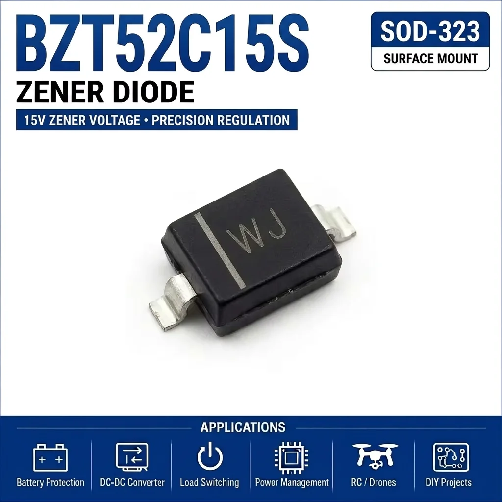 (100 pcs) BZT52C15S/BZT52C15 SOD-323/SOD-123 (Marking WJ) 52C15S 52C15 - Zener Diode 15V BZT52