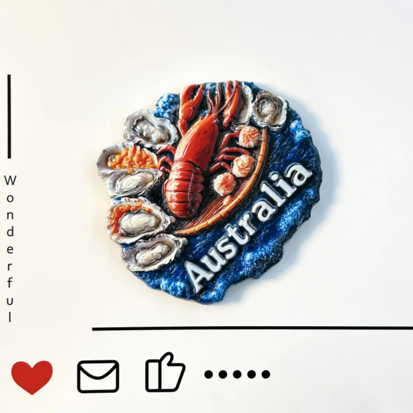 Australia, Seafood Feast, Creative 3D, Australian Dragon, Oysters, Shrimp Dumplings, Delicious Food, Refrigerator Stickers