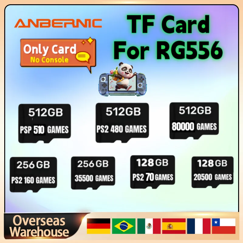 

For ANBERNIC RG556 TF Card Memory Card Portable Handheld Game Console 512G PS2 Plug&Play Pre-install Retro Game Card 80000 Game