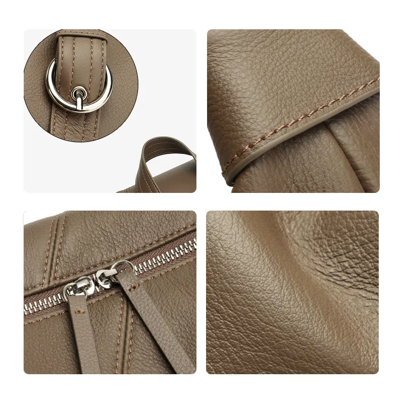 Aidrani Real Cowhide Crescent Hobo Bag, Soft Leather Women Crossbody Purse, Adjustable Shoulder Strap Zipper Pocket Casual Daily