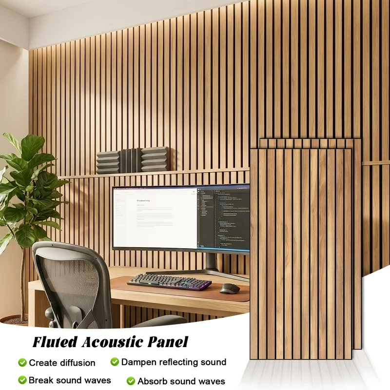 60*120cm Fluted Wood Wall Panel Decorative Sound-absorbing Panels Wooden Felt Cork Tiles Boards Soundproof Acoustic Panels Decor