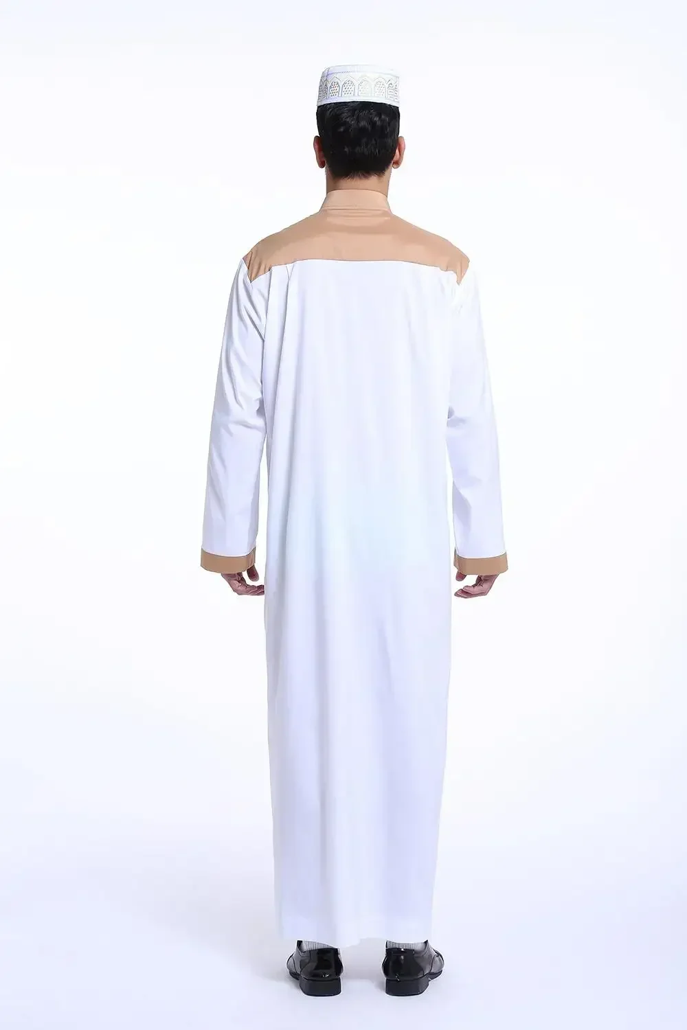 Abbigliamento islamico musulmano Uomo Jubba Thobe Abito lungo Musulman saudita Ramadan Wear Abaya Caftano Jalabiya Dubai Abito arabo tradizionale