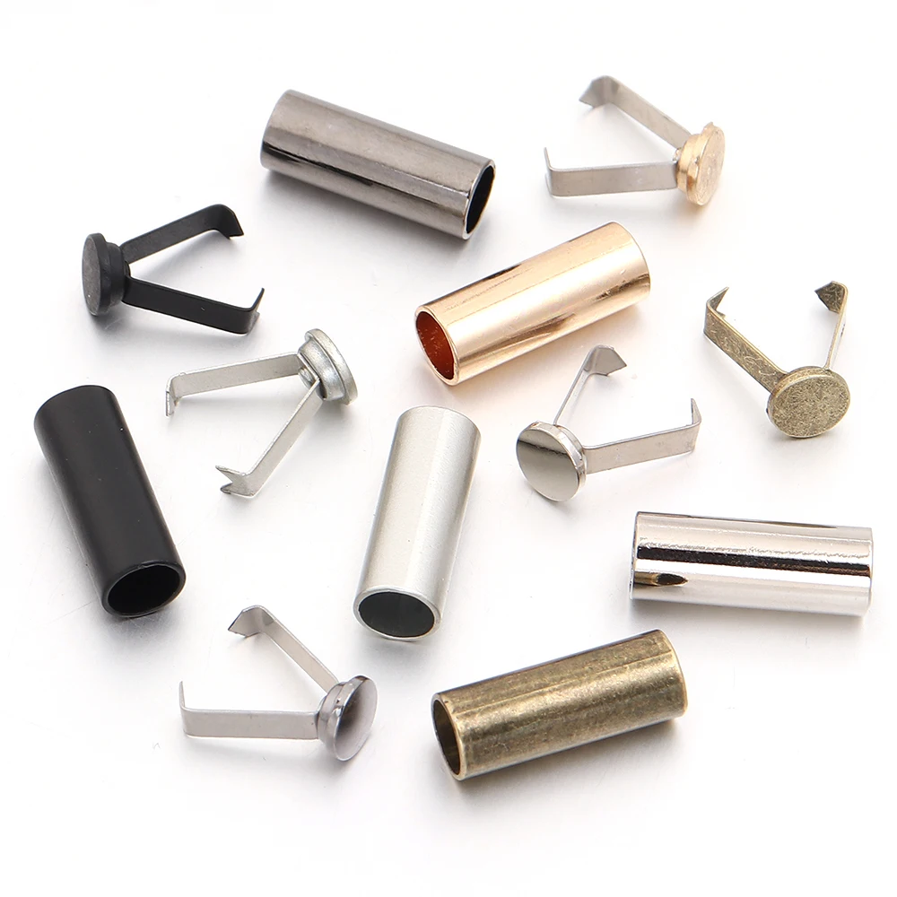 10 Sets Metal Rope Ends Stopper Button Cord End Lock Cap Hanging Bell Buckles For DIY Handmade Clothing Bag Shoes Accessories