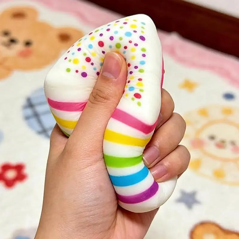 Rainbow Cake Squeeze Toy Slow Rising Soft Sensory Fidget for Stress Relief and Anxiety Office Decor