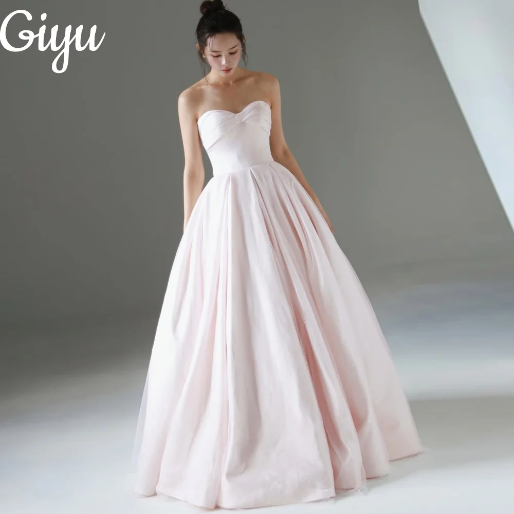 

Giyu New Elegant Pink A-line Wedding Dresses Sweetheart Sleeveless 웨딩드레스 Bridal Gowns Pleat Korea Photoshoot Customized2025