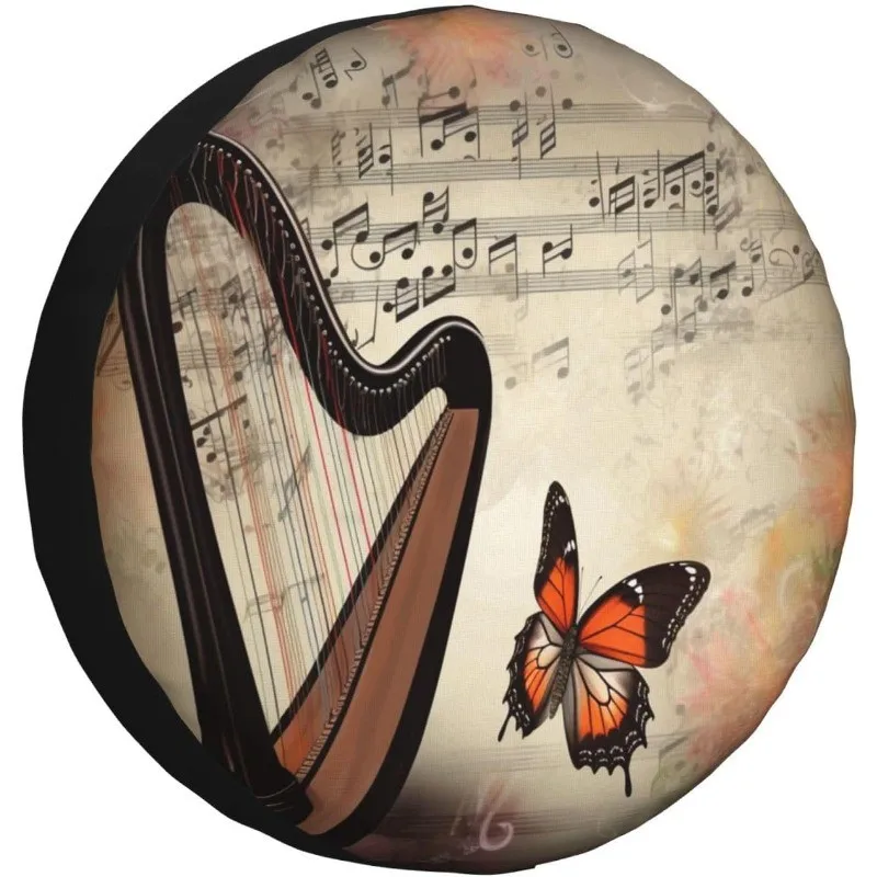 

Harp Butterfly Music Spare Tire Cover Waterproof Dustproof Protector for SUV Truck