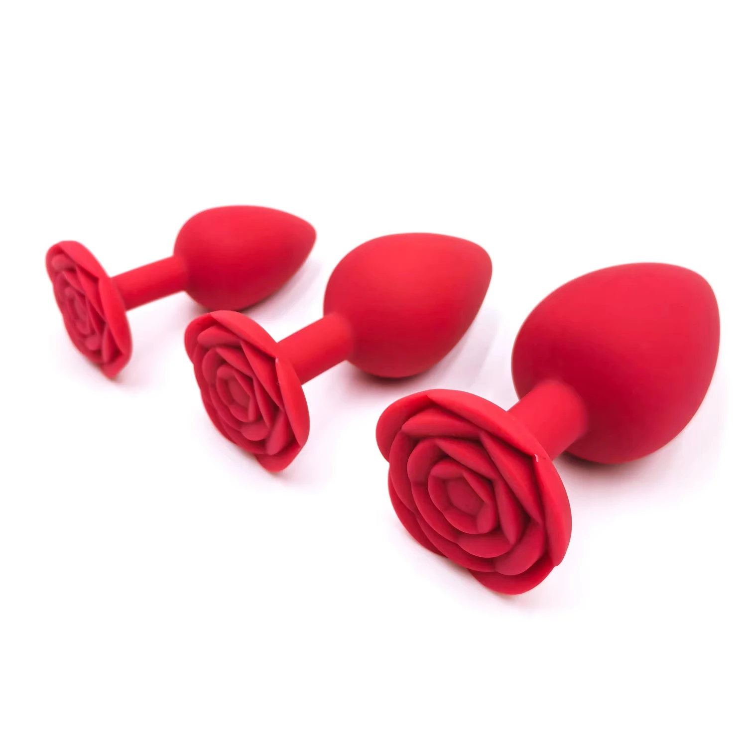 Rose silicone anal plug 3 size red and black butt plug beginner to expert g-point massage sexual wellness adult pleasure sex toy