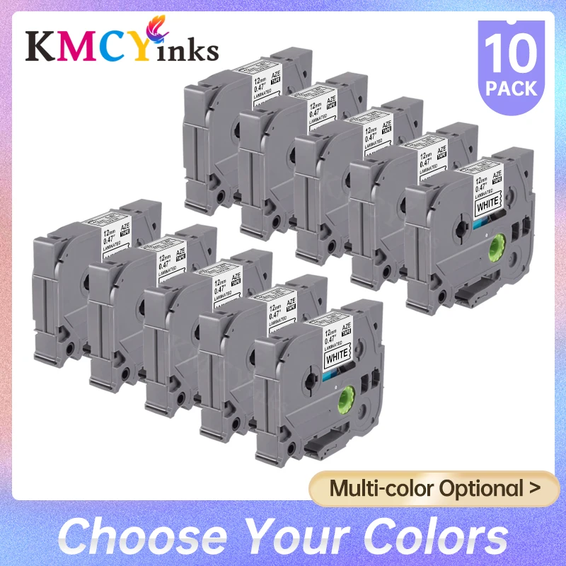 

KMCYinks 10PK 231 TZ-White-Tape TZ 231 TZ231 TZ221 TZ 211 Black on White Laminated Label Compatible for Brother P-touch Labeller