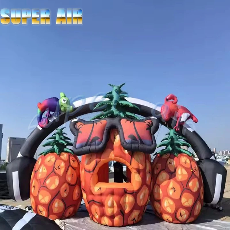 Arco di ananas gonfiabile per festival musicali all'aperto personalizzato alla moda per la decorazione scenica