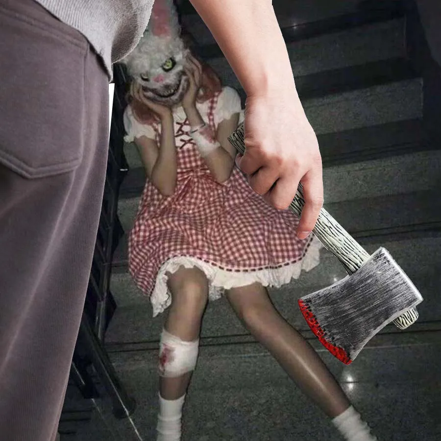 Halloween Plastikmesser Axt Horror-Messer Scherzartikel Piraten-Kettensäge Cosplay Party Fake Spielzeug Deko-Requisiten – Detail 1