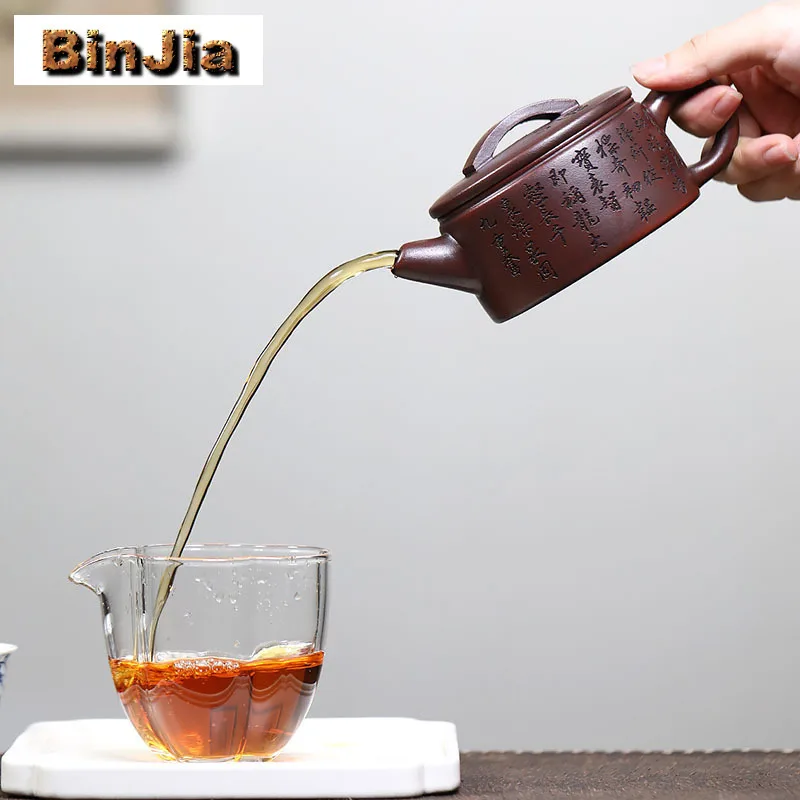 240 مللي أباريق الشاي الرائعة من الطين الأرجواني ييشينغ اليدوية وعاء عيار كبير خام خام غلاية الطين الأحمر العتيقة مع فلتر طقم شاي زيشا #6