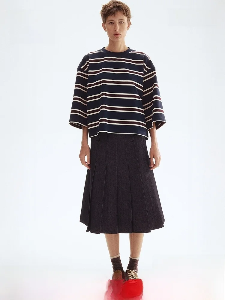 

H&M Women's Cotton T-irt Loose Fit Casual Long Sve round Ne Top Autumn 2025 New Sle Comfortable Breathable irt