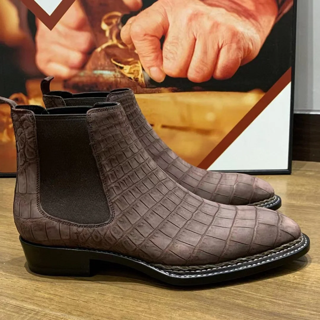 sanyeshechipin men boots male crocodile boots