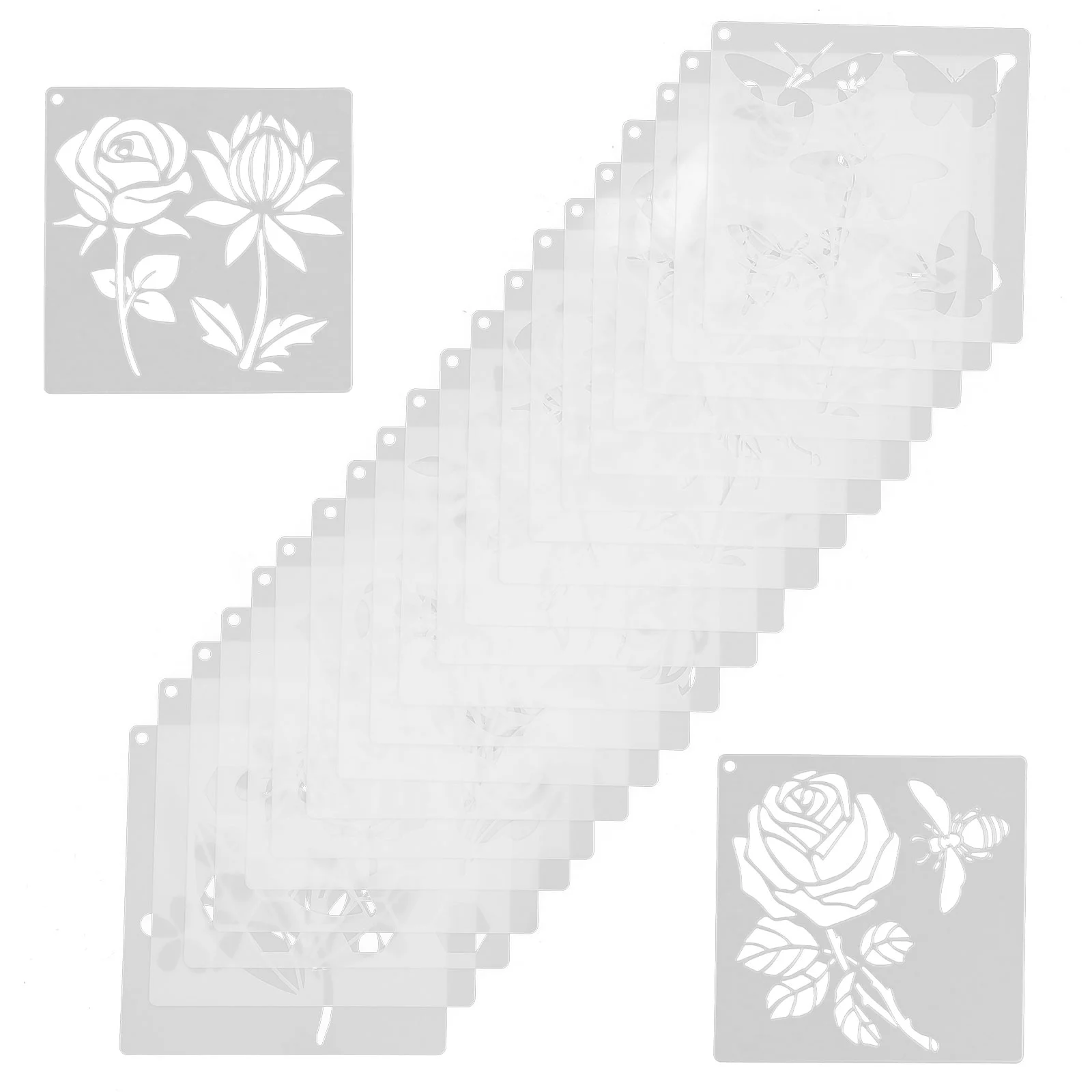 

20 Pcs Flower Painting Template Convenient Plastic Templates Stencils Wall Drawing Plants Graffiti Flowers Tools