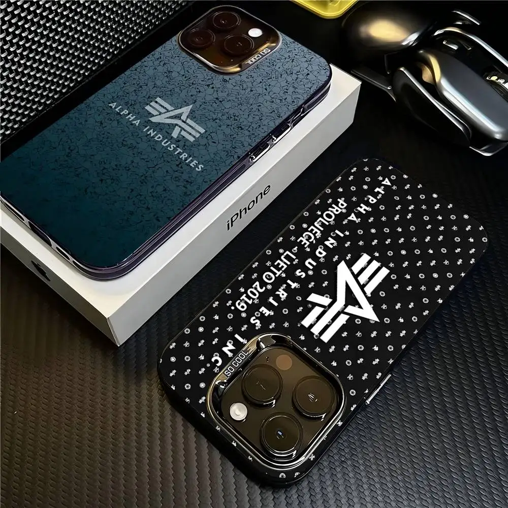 Чехол Alpha Industries для iPhone 15, 14, 13 Plus, 17, 16, 12, 11 Pro Max, матовый, цветной, серебристый, люксовый