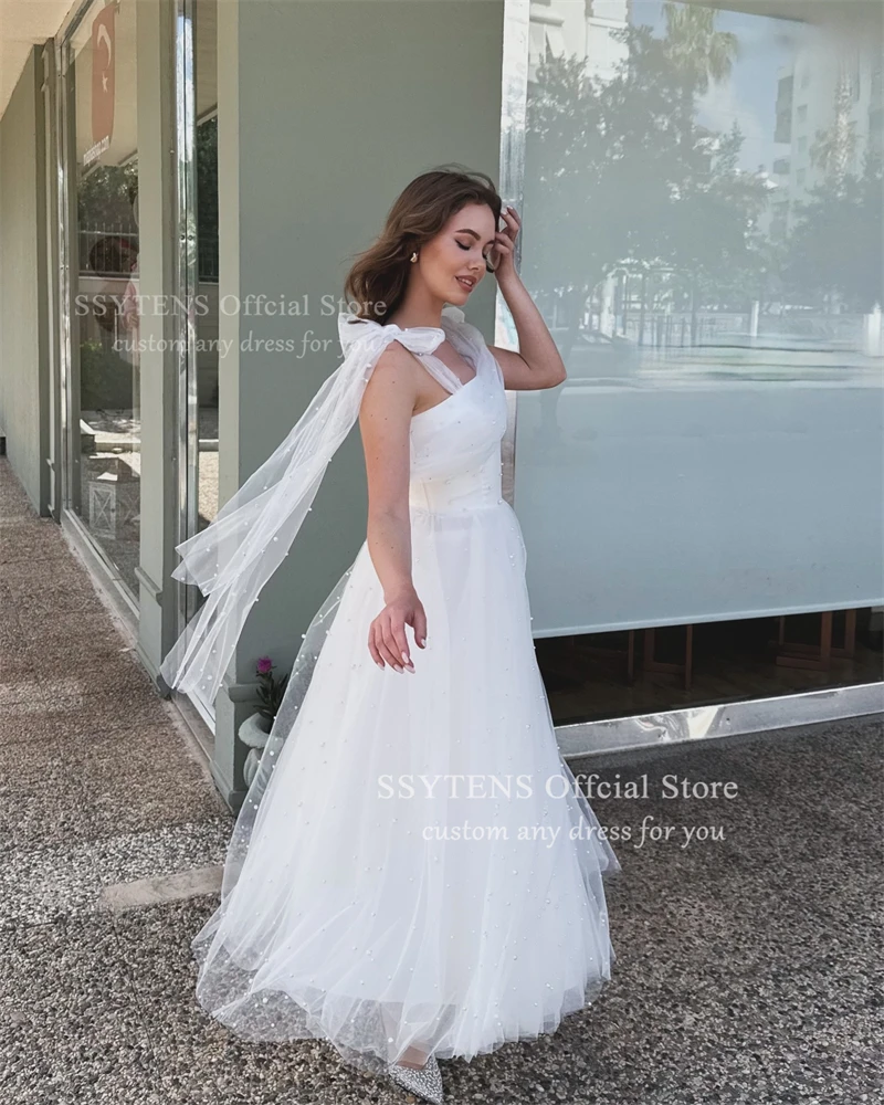 Ssytens fada rosa tule vestidos de baile alças tornozelo comprimento pérolas vestidos de festa femininos midi evento especial vestidos de noite personalizados