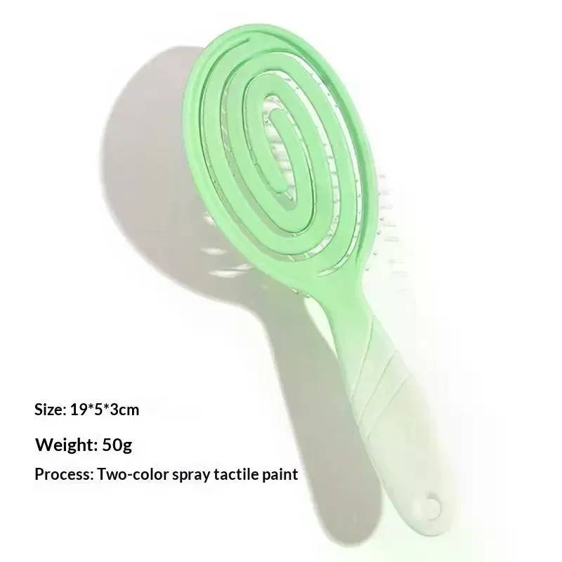 Eco Friendly Spiral Detangling Hair Brush Soft Massage Bristles Non Slip Handle For Curly Hair Styling Daily Use