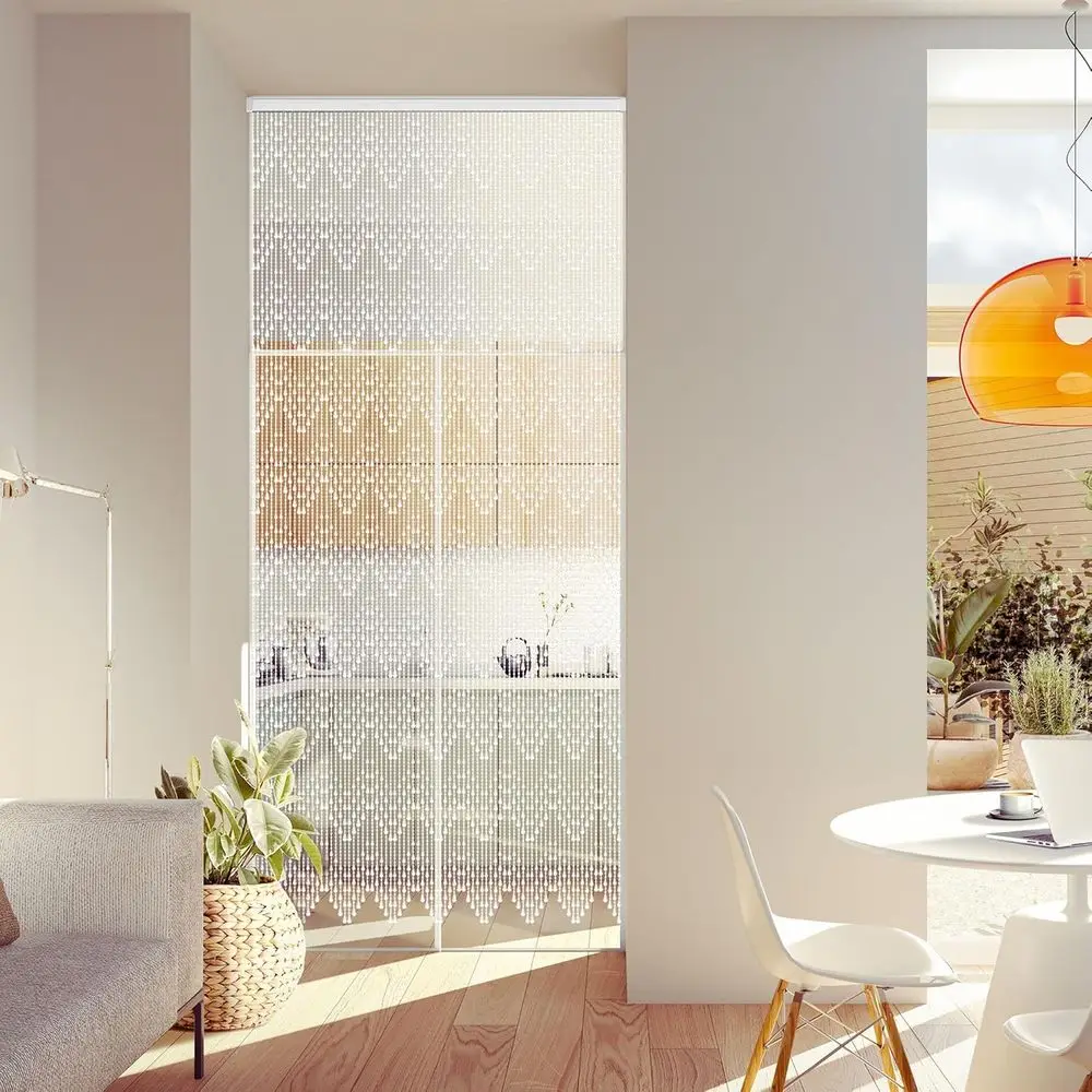 Tirai Manik-manik Pola Gelombang Akrilik Putih, 35,5 x 79, 81 Untai, Pembatas Ruangan Jendela Pintu