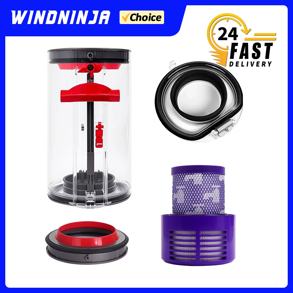 Verbesserter Kanister-Ersatz für Dyson V10 SV12 US-Staubsauger, HEPA-Filter, Staubbehälter-Deckel, fest, perfekte Passform, Ersatz für Staubbecher