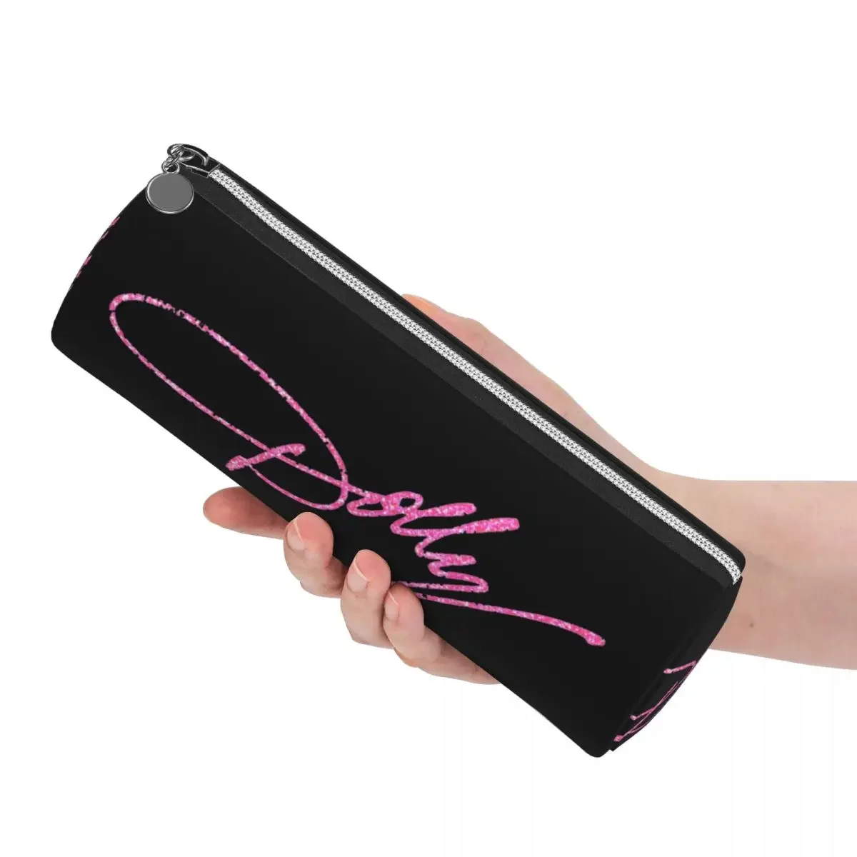 Dolly Parton Pink Sparkle Pencil Case Pencil Pouch Cylinder Pen Box Pencil Bag for Boys Girls Stationery Supplies