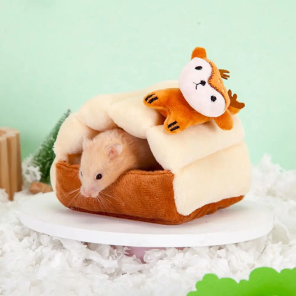 Cartoon Warm Hamster House 3D Soft Plush Hamster Nest Comfortable Rabbit/Deer/Cat Doll Hamster Cave House