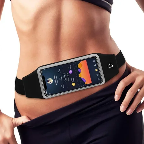 Imagen 2 del producto Riñonera impermeable para correr, bolsillo con pantalla táctil para teléfono, trotar al aire libre, ciclismo, correr, paquete ajustable, monedero, cinturón deportivo