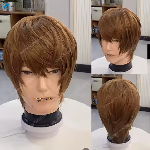 Anime Yagami Light Cosplay Wig 30cm Short Dark Brown Wigs Heat Resistant Synthetic Hair Halloween Free Wig Cap
