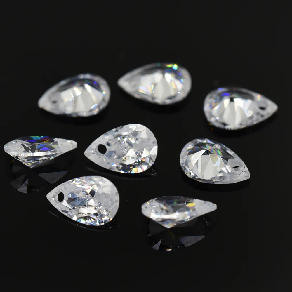 

Pear Cut White 4x6~15x20mm Brilliant Single Hole 5A Loose Cubic Zirconia cz Stone For DIY Jewelry Making