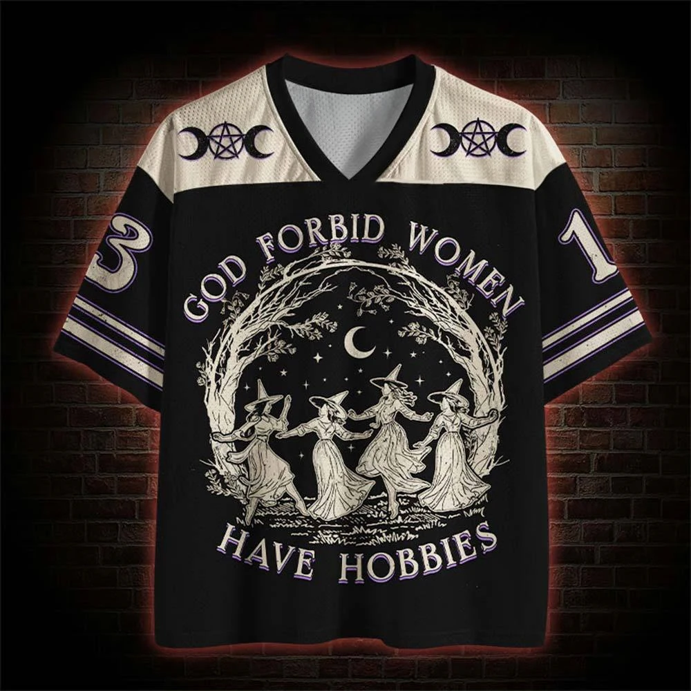 2026 Gothic Witch Dance Graphic Jersey Shirt Unisex Loose Black Purple Mesh Short Sleeve Spooky Halloween Streetwear Top