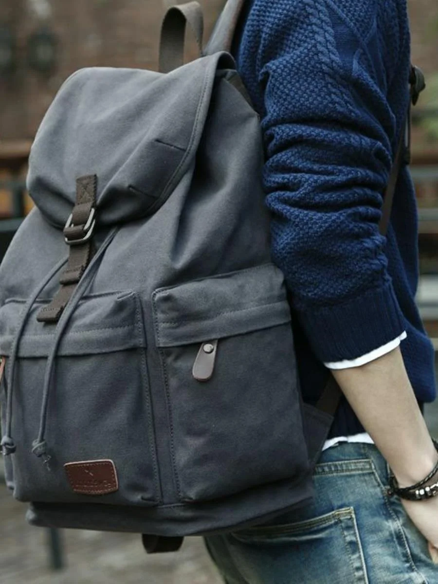 Men's Retro Canvas Bapa Large Capaci Casual Sle Middle High School Versatile Student Bookbag BOIVCN Youth Leisure Pa